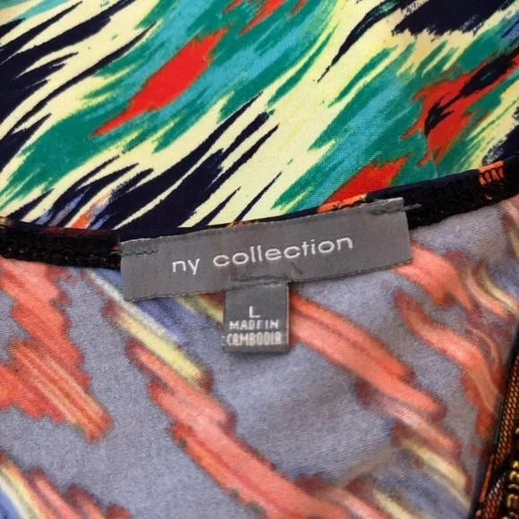 NY Collection Multi color Sleeveless Maxi Dress, Size:L